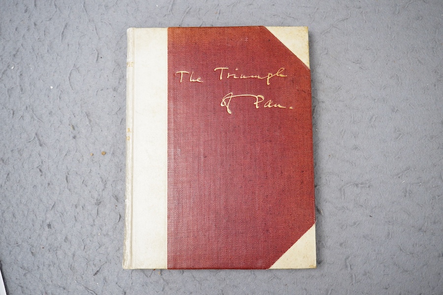 Neuberg, Victor, B. - The Triumph of Pan, London, The Equinox, 1910, 10 of 30 copies on Japanese vellum signed and numbered by the author, presentation inscription from the author to Edward Scott of Hove, 1911.